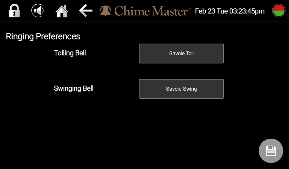 Ringing instrument setup AX - Chime Master Help